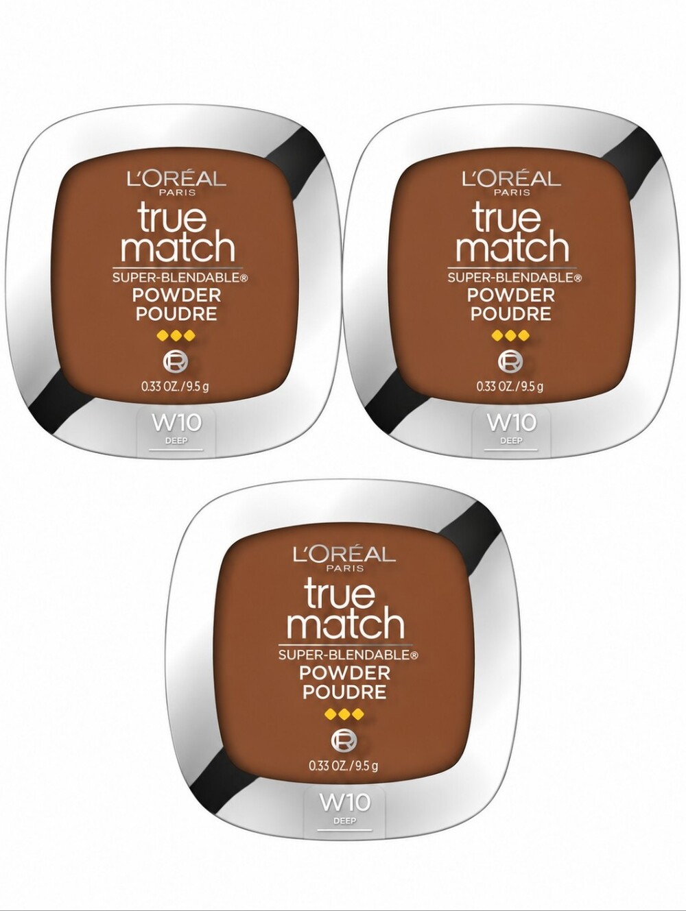 3 x L'oreal True Match Super Blendable Powder Foundation, W10 Deep
